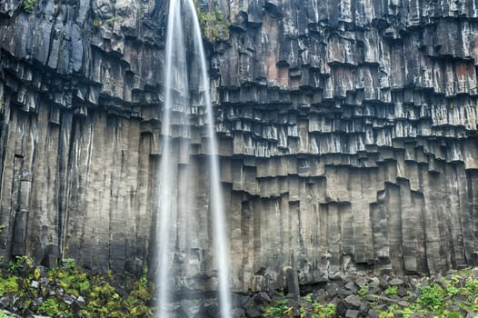 Svartifoss waterfall in Skaftafell National Park on Iceland