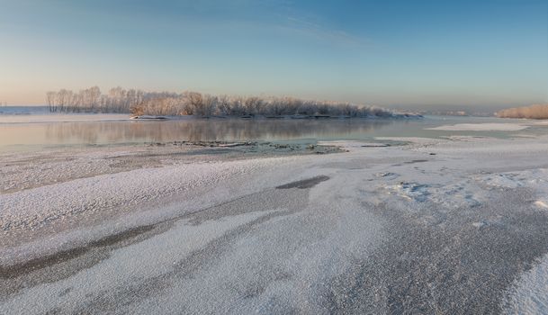 Tom River in Western Siberia in the winter
