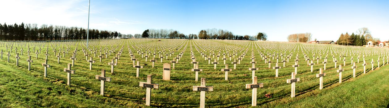 Panorama cemetery of French soldiers from World War 1 in Targette