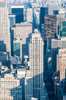 New York City Manhattan midtown aerial panorama view with skyscrapers