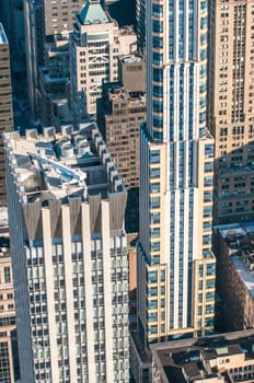 New York City Manhattan midtown aerial panorama view with skyscrapers