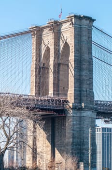 brooklyn bridge and new york city manhattan skyline