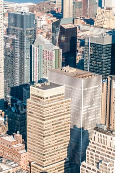 New York City Manhattan midtown aerial panorama view with skyscrapers