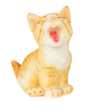 Cat model open mouth, perk up and stick out one's tongue ( isolated )