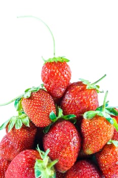 Close up of group of strawberries on white background (isolated)
