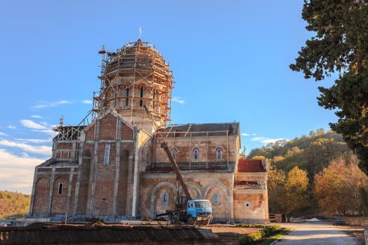 Construction of a new church in Sighnaghi, Georgia