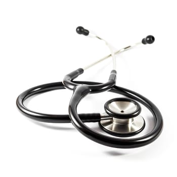 The black stethoscope on white background (isolated)