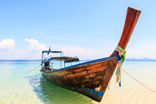 Traditional boat on beach at Trang ,Thailand