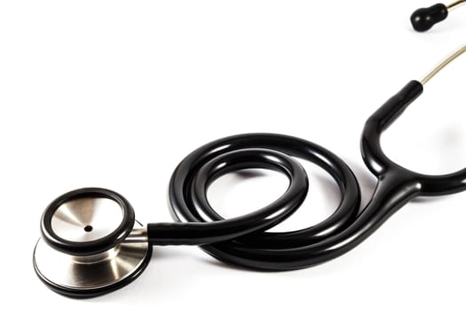 twist black stethoscope on white background (isolated)