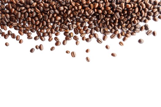 coffee beans at border of image with blank area for fill text