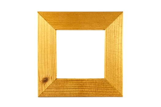 a wood square frame on white background (isolated)
