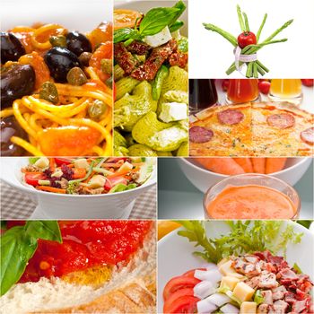 healthy Vegetarian vegan food collage nested on white frame