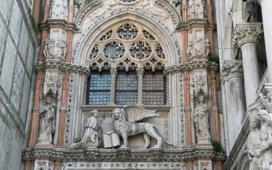 Decor and Statues Cathedral of San Marco and the Doge image of a winged lion - the symbol of Venice