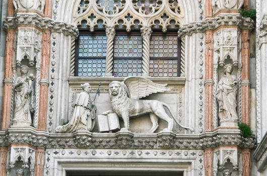 Decor and Statues Cathedral of San Marco and the Doge image of a winged lion - the symbol of Venice