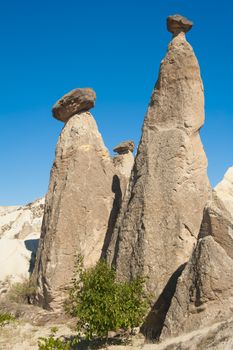 Rocks looking like mushrooms in Cappadocia, Turkey