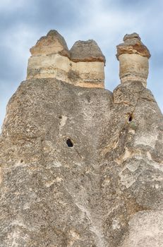 Fairy tale chimney rocks in Pasabg (Monk) Valley in Cappadocia, Turkey