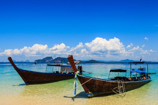 Traditional boats on island at Trang ,Thailand