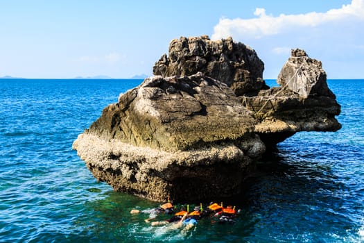 Group of divers in sea at Trang ,Thailand