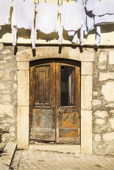 italian door in small village, Italy
