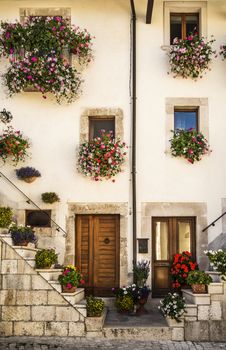 italian doors and windows in small village, Italy