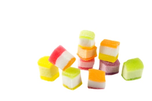 the group of colorful jelly with white background