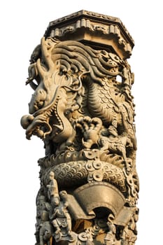 Dragon column with isolated background ,Thailand