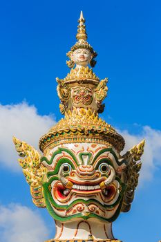 The head of giant statue in Wat Phra Kaew ,Thailand