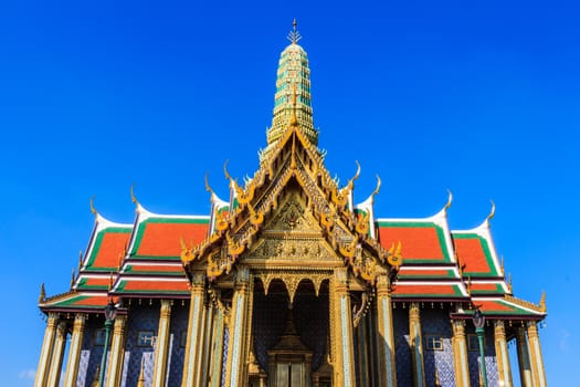 Wat Phra Kaew and blue sky in Bangkok ,Thailand