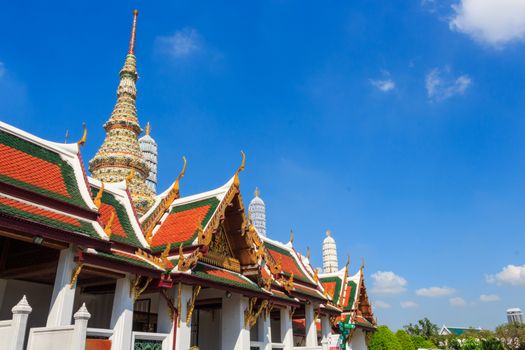 Wat Phra Kaew and blue sky in Bangkok ,Thailand