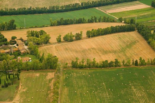 Photo shows Italian landscape taken from the plane.