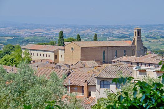 Photo shows a general view of the Tuscany city of San Gimignano.