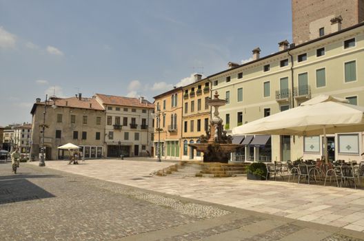 Plaza Garibaldi in the beautiful town of Bassano del Grappa, Northern Italy