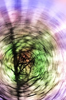 Green purple shine vortex, radial blured abstract texture.