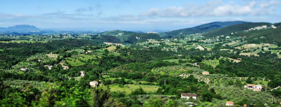 Panoramic view over the countryside of Tuscany, Italy