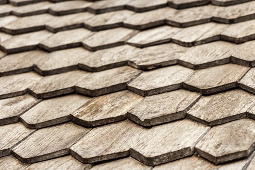 The texture of old wooden roof in Thailand