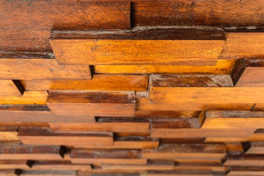 texture of old wooden wall and square wood overlap