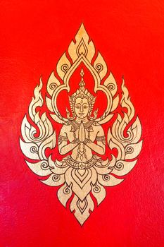 thai painting on temple's wall in Thailand (male angel design)