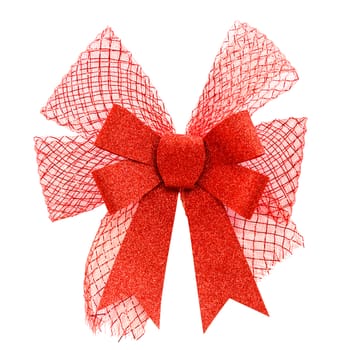 red color bow on white background (isolated)