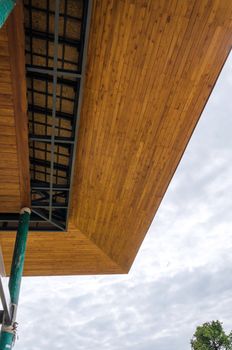 Wooden eaves of the house in construction