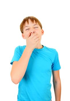 Kid Yawning Isolated on the White Background