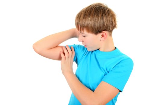 Kid Muscle Flexing Isolated on the White Background