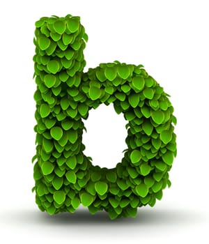 Leaves alphabet font letter b lowercase on white background