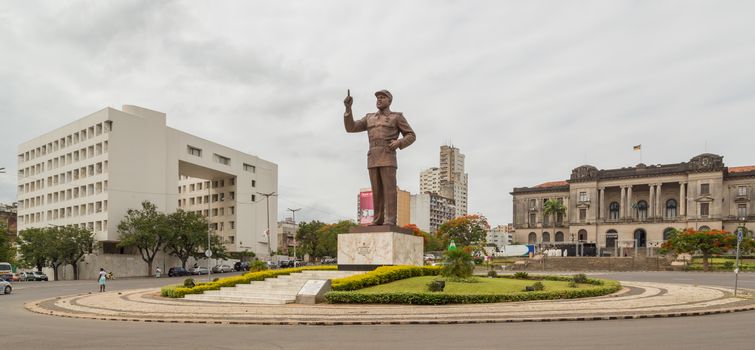 A giant statue of Samora Moisés Machel at the Independence Square in Downtown Maputo, Mozambique