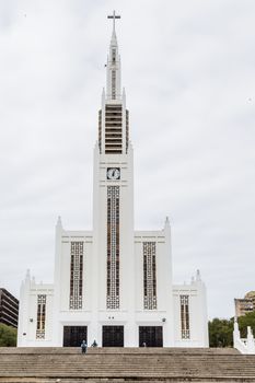 The exterior of the Cathedral of Our Lady of the Immaculate Conception in Maputo, Mozambique