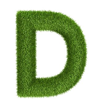 Letter D isolated photo realistic grass ecology theme on white