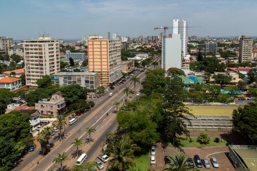 Aerial view the downtown area of Maputo, the capital city of Mozambique