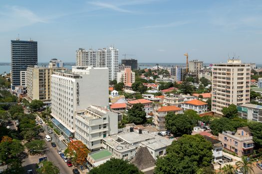 Aerial view the downtown area of Maputo, the capital city of Mozambique