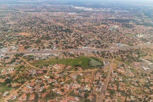 Aerial view of the city of Gaborone, the capital city of Botswana