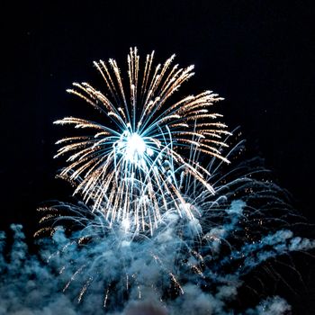 A close-up shot of sparkling Fireworks bursting out into beautiful shapes