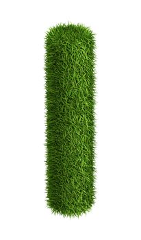 3D Letter I photo realistic isometric projection grass ecology theme on white